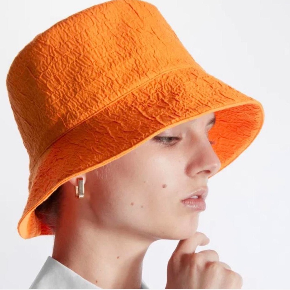 COS Vibrant Orange Textured Bucket Hat